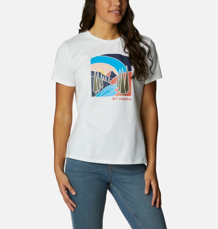 Women’s Sun Trek II Technical Graphic T-Shirt, Color: White, Suntrek Hills, image 5