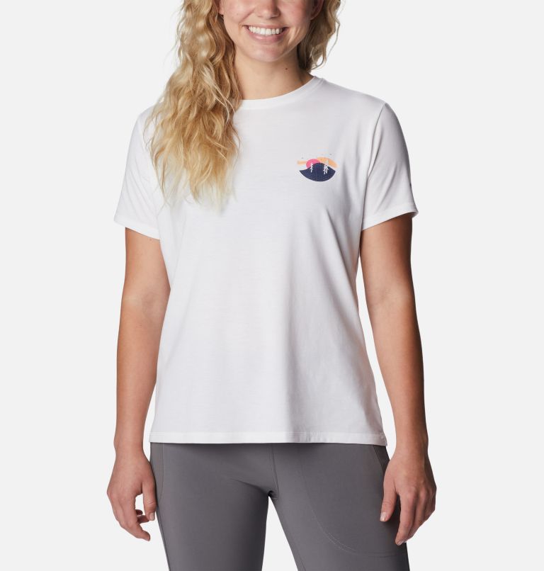 Women’s Sun Trek II Technical Graphic T-Shirt, Color: White, Night Sky Graphic, image 1