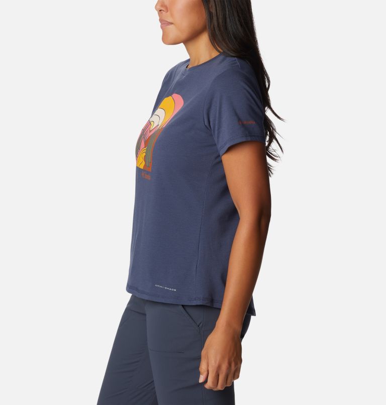 Women’s Sun Trek II Technical Graphic T-Shirt, Color: Nocturnal, Suntrek Hills, image 3