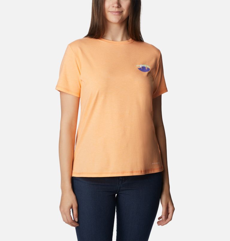 Camiseta técnica Sun Trek II para mujer, Color: Peach Hthr, Night Sky Graphic, image 1