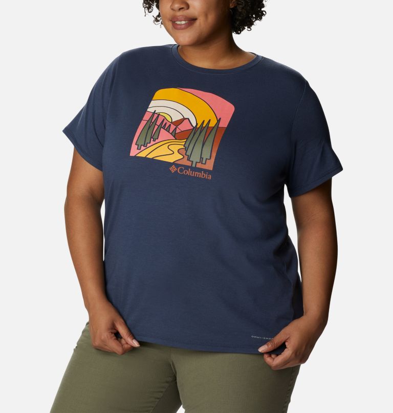 Thumbnail: Women's Sun Trek Graphic Tee II - Plus Size, Color: Nocturnal, Suntrek Hills, image 5