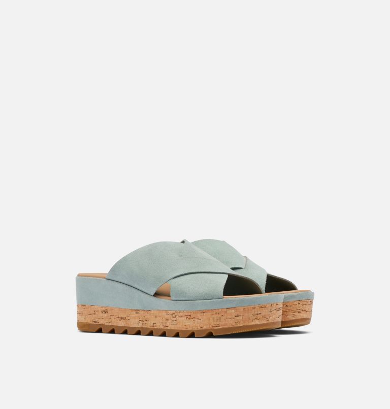 Sandale-tong plate compensée Cameron pour femme, Color: Crushed Blue, Sea Salt, image 2
