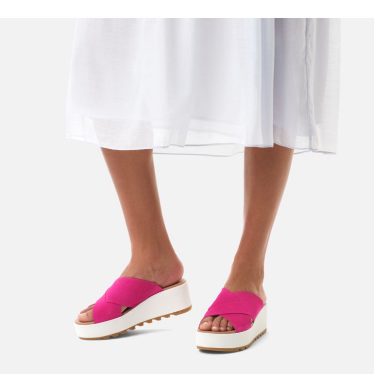 Women's Cameron Flatform Mule Wedge Sandal, Color: Fuchsia Fizz, Sea Salt, image 7