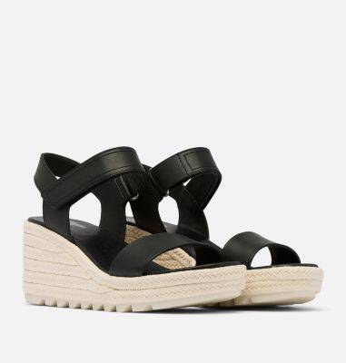 CAMERON Women's Wedge Sandal, Color: Black, Chalk, image 6