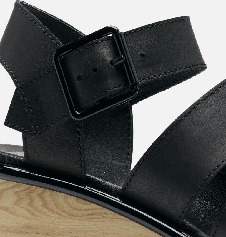 Sandale plate compensée à brides à nouer sur la cheville Joanie III pour les femmes, Color: Black, Black, image 6