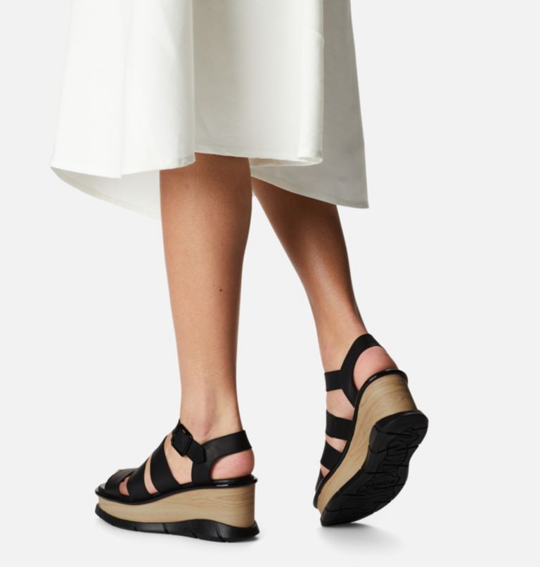 Sorel black wedge sandals on sale