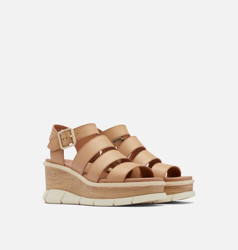 Women's Joanie III Ankle Strap Wedge Sandal, Color: Honest Beige, Chalk, image 2
