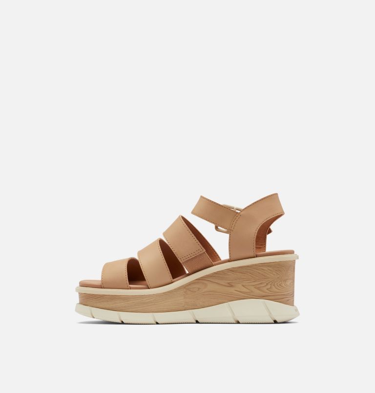 Women's Joanie III Ankle Strap Wedge Sandal, Color: Honest Beige, Chalk, image 4