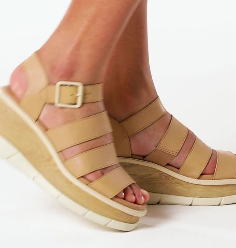Women's Joanie III Ankle Strap Wedge Sandal, Color: Honest Beige, Chalk
