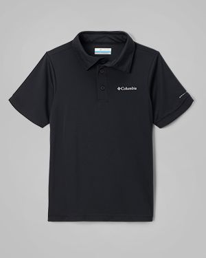 A kids' black polo shirt