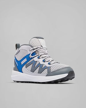 A kids' black and blue sneaker.