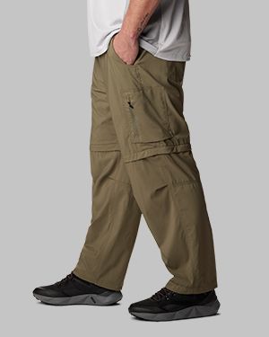 A mearing wearing khaki hiking pants.