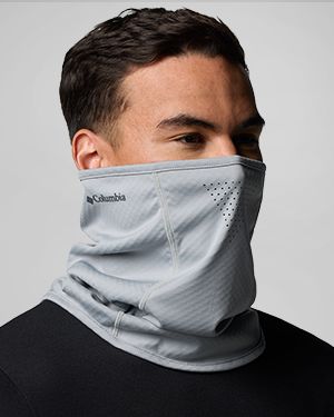A blue neck gaiter