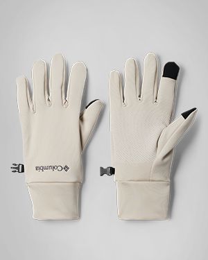 A pair of cream gloves.