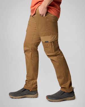 Waist-down image of a man wearing brown cargo pants.