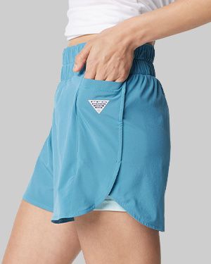 Chemise Columbia PFG Pêche - Femme - Bleu Aqua - Manches Courtes - Taille M