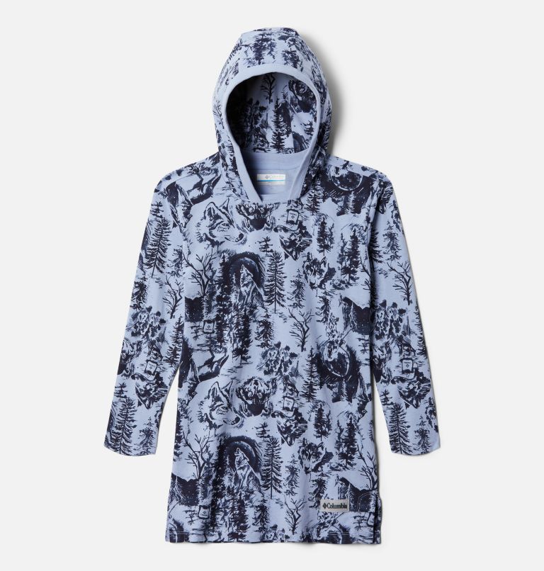 Thumbnail: Girls' Columbia Lodge Hooded Printed Tunic, Color: Empress Wolfscape Print, image 1