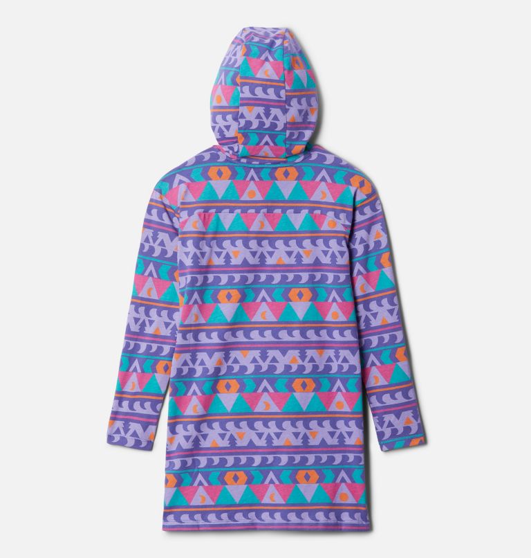 Girls' Columbia Lodge Hooded Printed Tunic, Color: Purple Lotus Camp Blanket, image 2