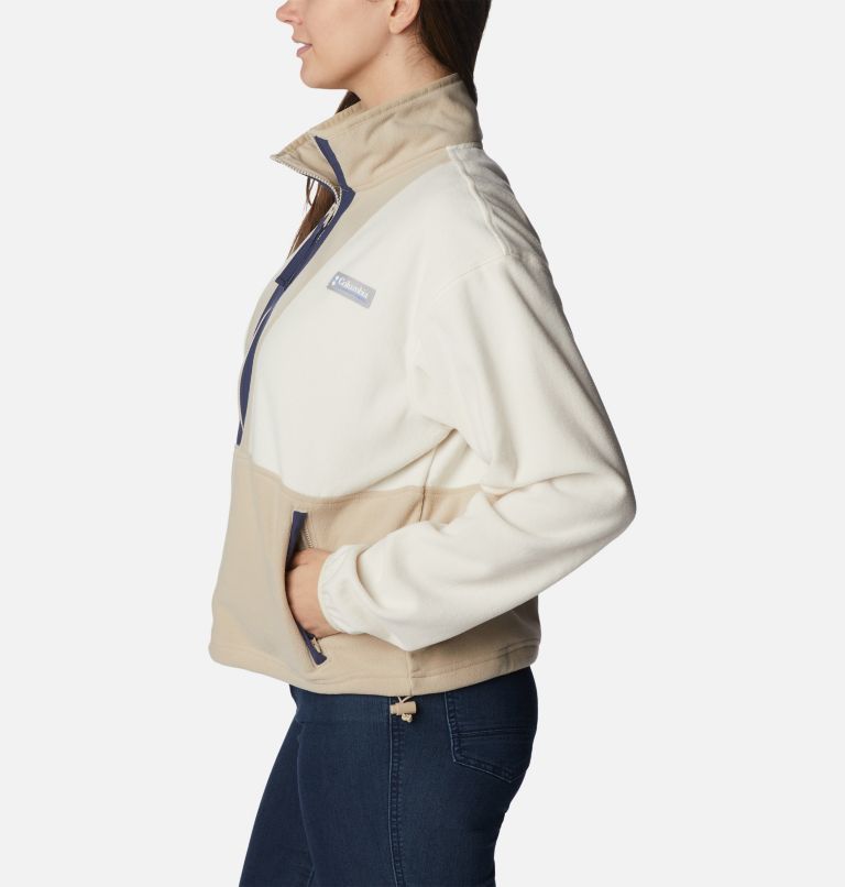 Women's Back Bowl Full Zip Fleece Jacket, Color: Chalk, Ancient Fossil, image 3