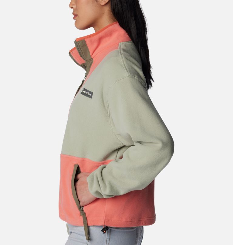 Women's Back Bowl Full Zip Fleece Jacket, Color: Safari, Faded Peach, image 3
