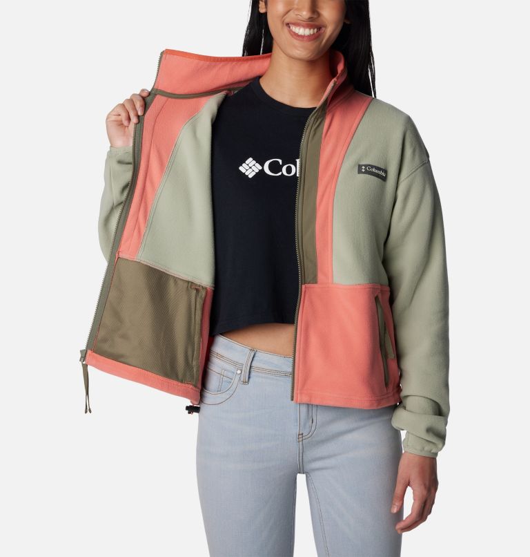 Women's Back Bowl Full Zip Fleece Jacket, Color: Safari, Faded Peach, image 5