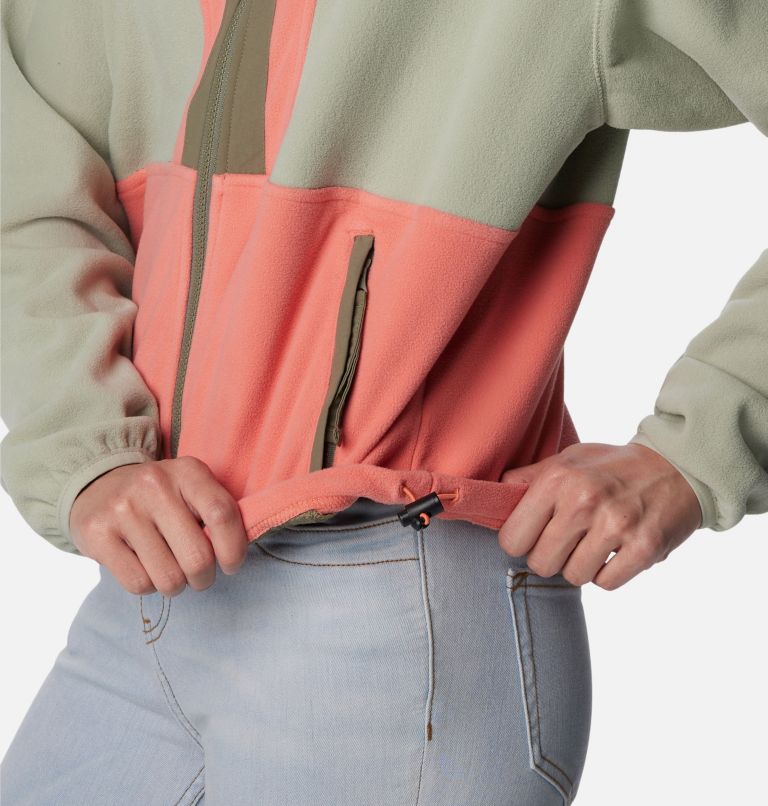 Women's Back Bowl Full Zip Fleece Jacket, Color: Safari, Faded Peach, image 6
