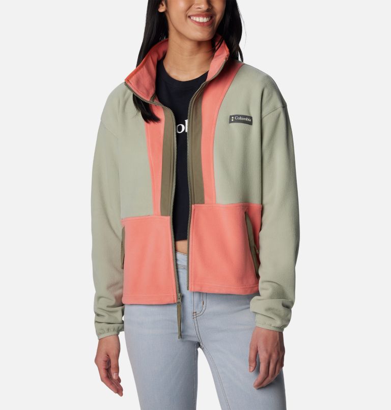 Women's Back Bowl Full Zip Fleece Jacket, Color: Safari, Faded Peach, image 7