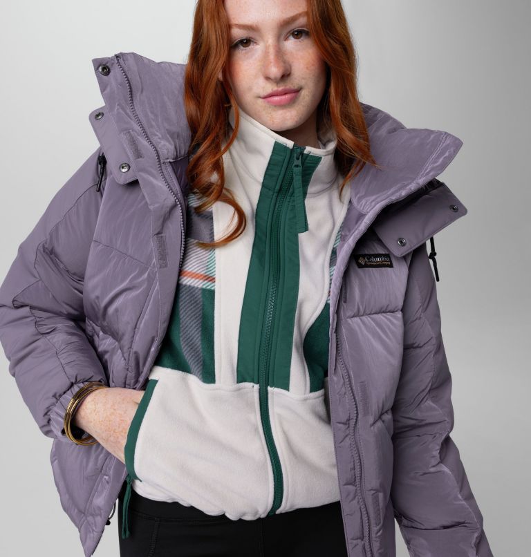 Women's Back Bowl Full Zip Fleece Jacket, Color: Night Wave Super Mega Plaid, Dark Stone, image 10
