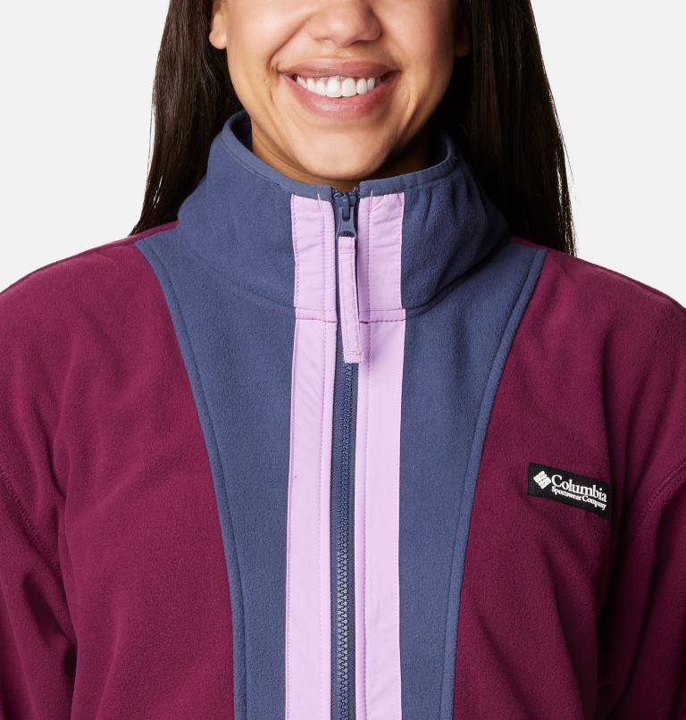 Women's Back Bowl Full Zip Fleece Jacket, Color: Marionberry, Nocturnal, image 4