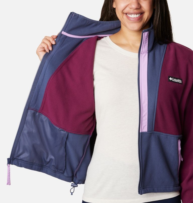 Women's Back Bowl Full Zip Fleece Jacket, Color: Marionberry, Nocturnal, image 5