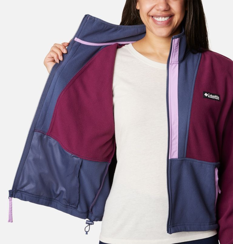 Thumbnail: Women's Back Bowl Full Zip Fleece Jacket, Color: Marionberry, Nocturnal, image 5