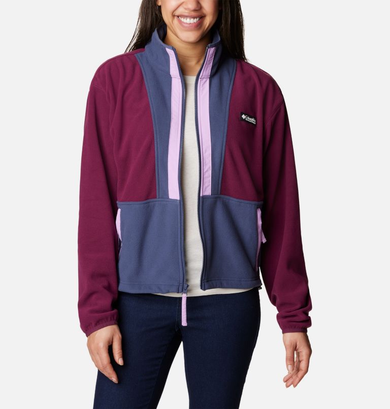 Thumbnail: Women's Back Bowl Full Zip Fleece Jacket, Color: Marionberry, Nocturnal, image 6