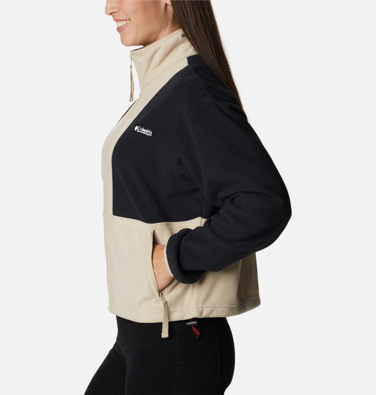 Women’s Back Bowl Casual Fleece Jacket, Color: Black, Ancient Fossil, image 3