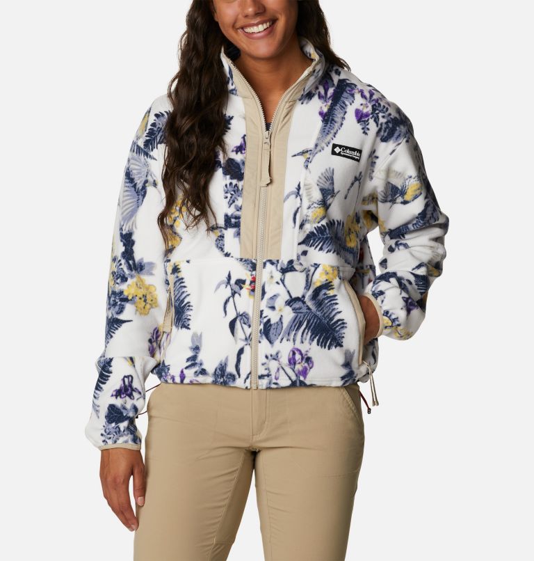 Thumbnail: Women’s Back Bowl Casual Fleece Jacket, Color: Sea Salt, Wildlife Guide Print, image 1
