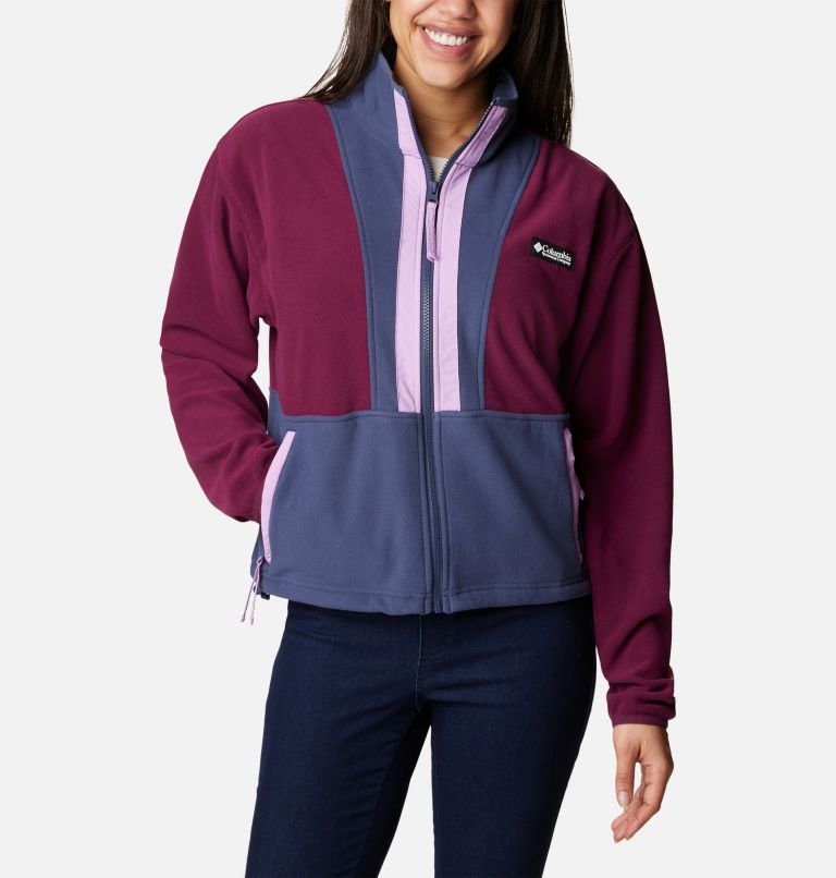 Women’s Back Bowl Casual Fleece Jacket, Color: Marionberry, Nocturnal, image 1