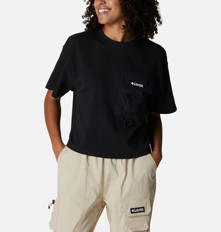 Women's Field Creek Short Sleeve Cropped Shirt, Color: Black, image 5