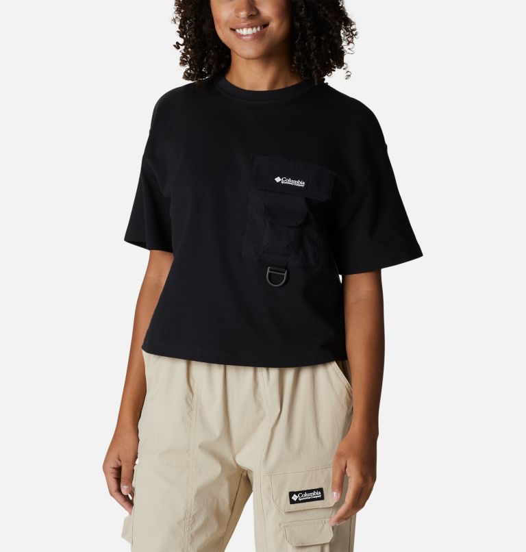 Thumbnail: Women's Field Creek Short Sleeve Cropped Shirt, Color: Black, image 1