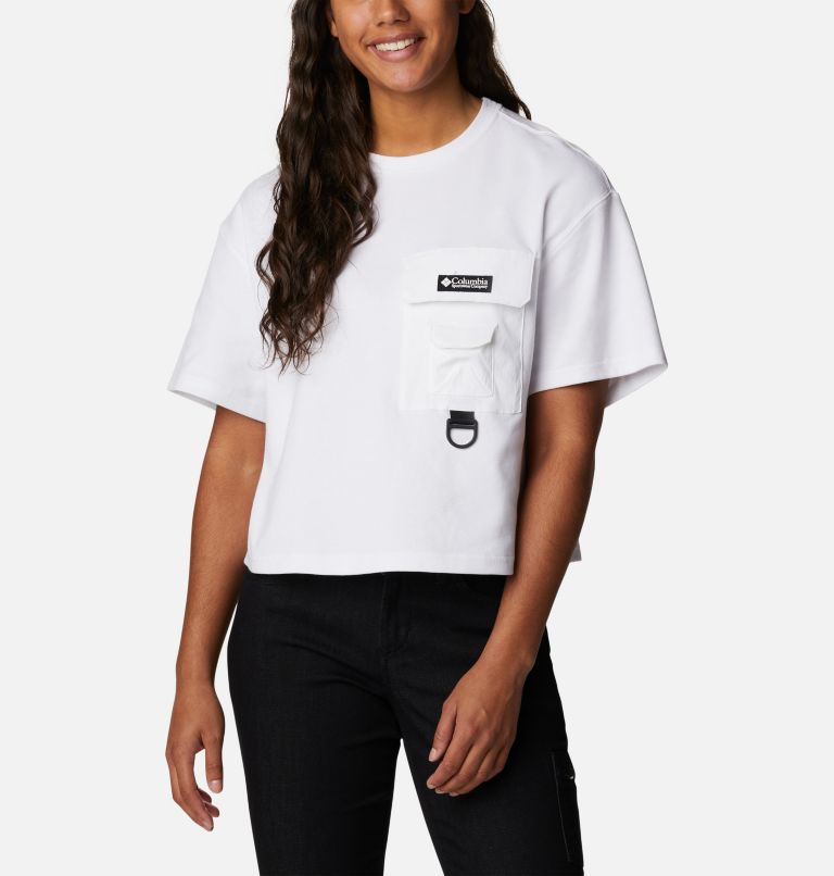 Thumbnail: Women's Field Creek Short Sleeve Cropped Shirt, Color: White, image 1