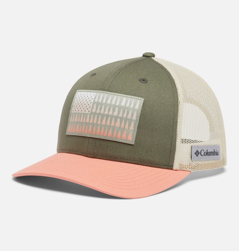 Columbia Tree Flag Mesh Snap Back -High | 397 | O/S, Color: Stone Green, Chalk, Summer Peach, image 1