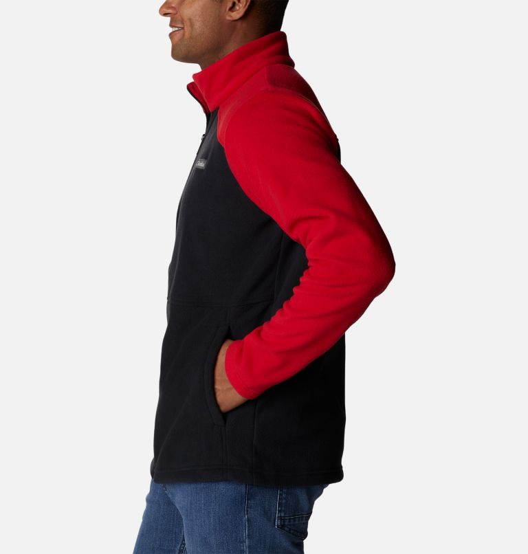 Men's Castle Dale Full Zip Fleece Jacket, Color: Black, Mountain Red