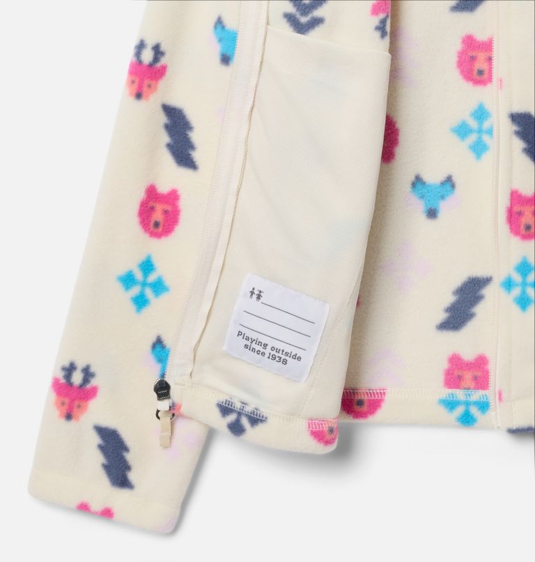 Girls' Castle Dale Printed Full Zip Fleece Jacket, Color: Chalk Woodlands, image 3