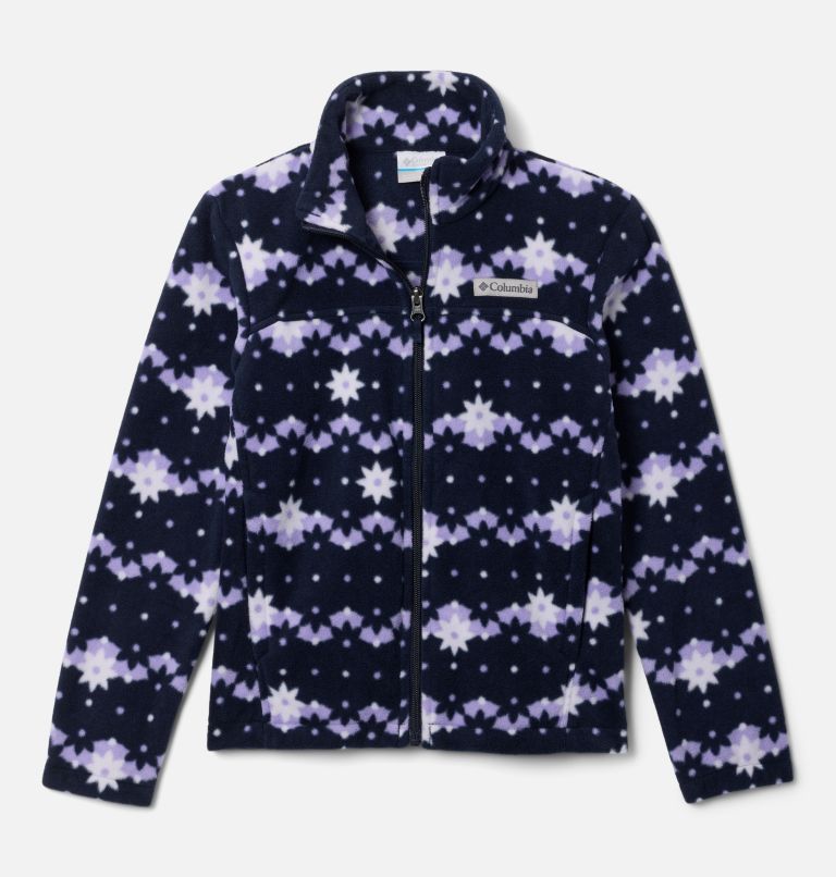 Girls' Castle Dale Printed Full Zip Fleece Jacket, Color: Dark Nocturnal Daisy Dot, image 1