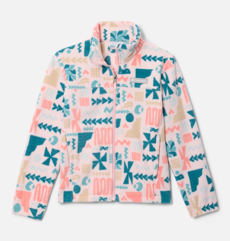 Girls' Castle Dale Printed Full Zip Fleece Jacket, Color: Satin Pink Outerbounds, image 1