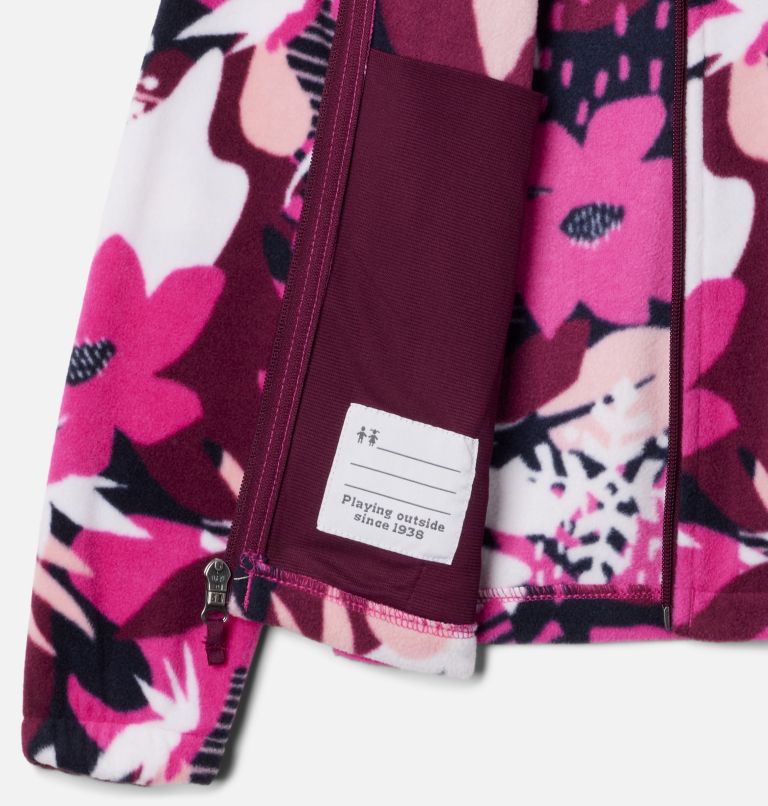 Manteau imprimé en laine polaire à fermeture éclair Castle Dale pour fille, Color: Wild Fuchsia Scraptanical, image 3