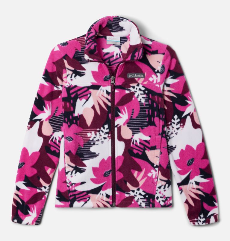 Manteau imprimé en laine polaire à fermeture éclair Castle Dale pour fille, Color: Wild Fuchsia Scraptanical, image 1