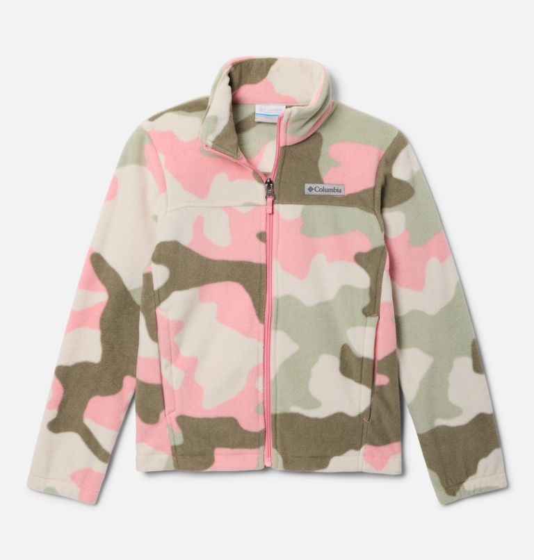 Girls' Castle Dale Printed Full Zip Fleece Jacket, Color: Pink Orchid Mod Camo, image 1