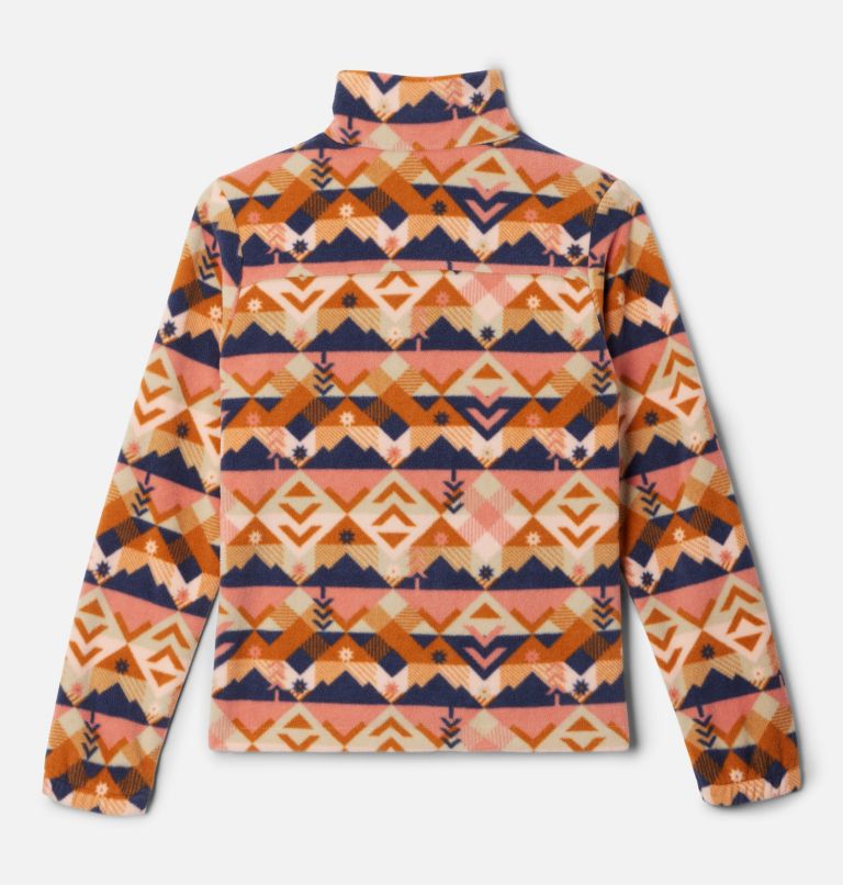 Girls' Castle Dale Printed Full Zip Fleece Jacket, Color: Peach Blossom Checkpoint, image 2