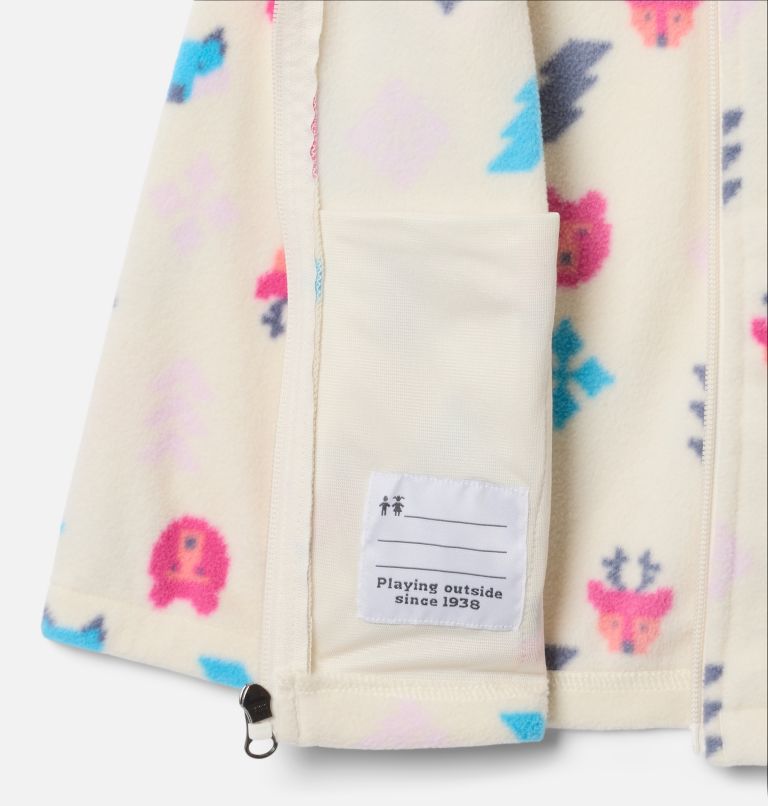 Girls' Toddler Castle Dale Printed Full Zip Fleece Jacket, Color: Chalk Woodlands, image 3