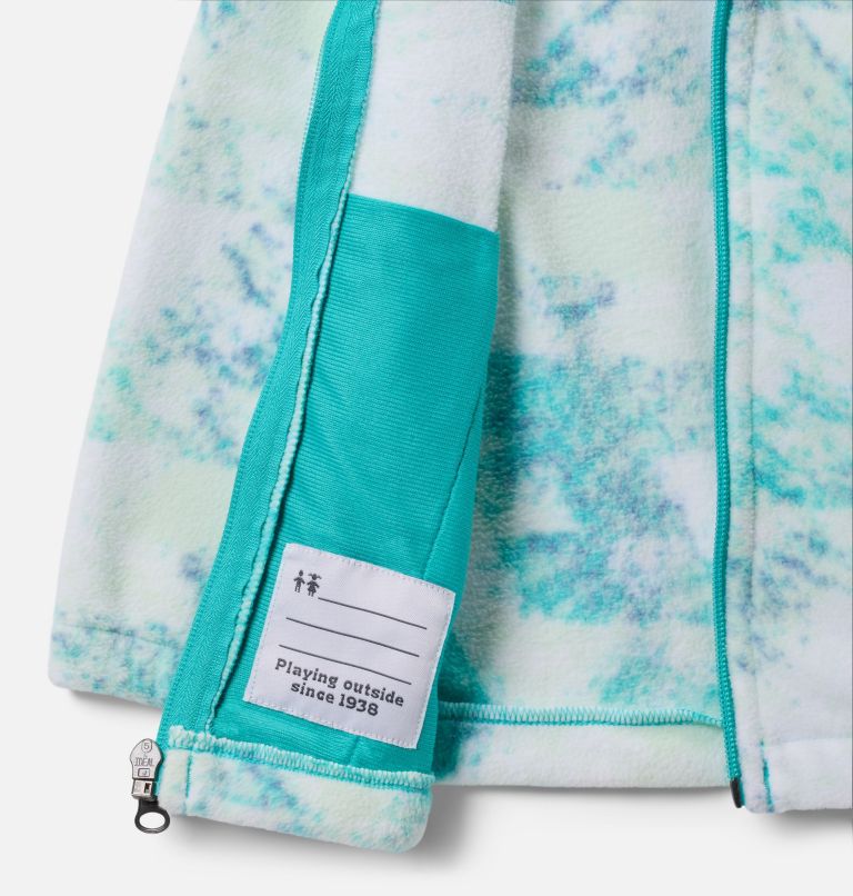 Girls' Toddler Castle Dale Printed Full Zip Fleece Jacket, Color: Bright Aqua Distant Peaks, image 3