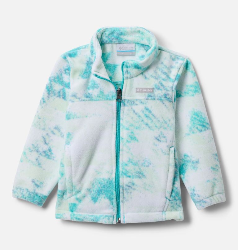 Girls' Toddler Castle Dale Printed Full Zip Fleece Jacket, Color: Bright Aqua Distant Peaks, image 1
